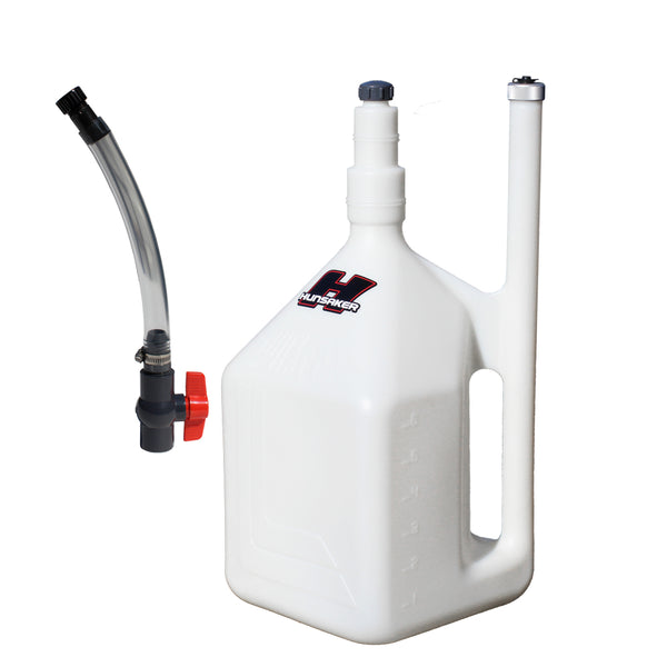 Hunsaker 8 gallon quick fill dumpcan fuel jug with ball valve hose kit